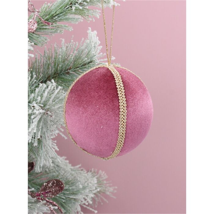Gisela Graham - Mauve Velvet/Gold Braid Fabric Dec 8cm